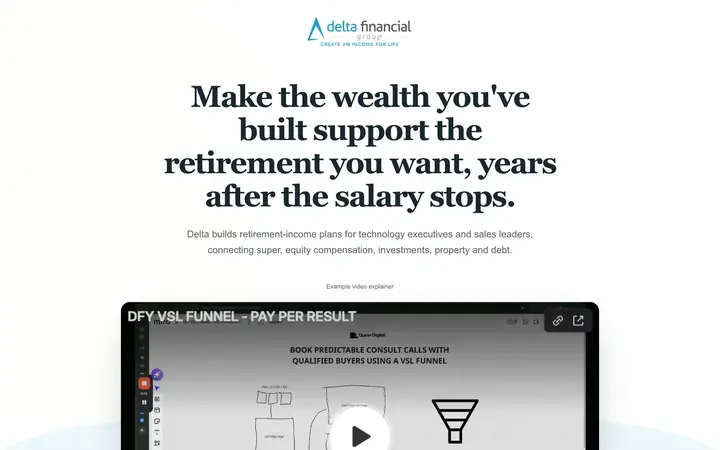 Landing page preview for Delta Financial Group